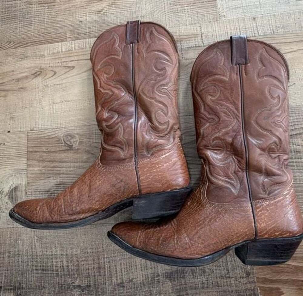 Vintage Nocona Shark Skin Leather Western Cowboy Boots Rodeo 9.5